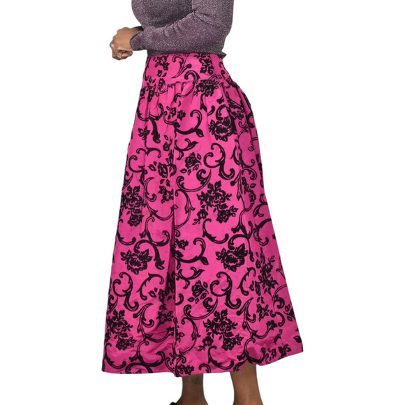 Vintage Scott McClintock Damask Skirt Purple Magenta Taffeta Crinoline Maxi 4 - Picture 6 of 16
